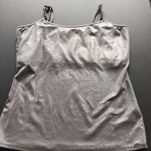 WHBM silver gunmetal metallic camisole EUC Medium